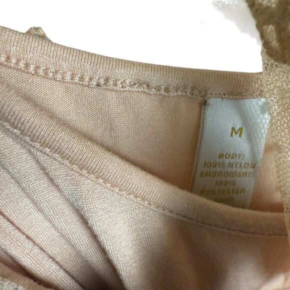 Sundance Nude Embroidered Chiffon Mesh Swiss Dot Slip Midi Dress Size Medium - Picture 5 of 11